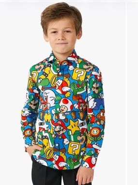 Boys OppoSuits Nintendo Super Mario Button-Up Dress Shirt